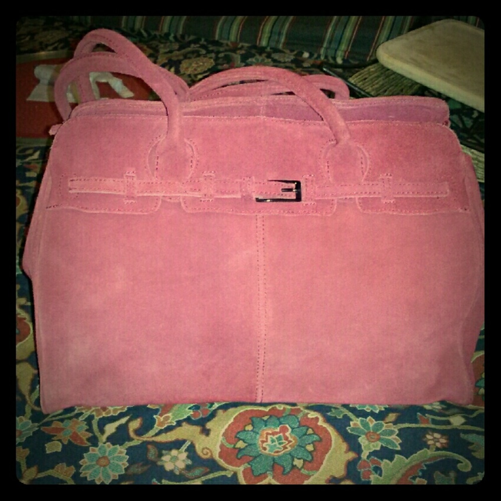 Pamela McCoy Crimson Red Suede Bag Purse